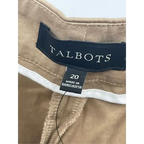 Talbots Cropped Capri Pants‎ Women Plus Size 20 Khaki Brown Tan Gold Button New - Picture 6 of 10